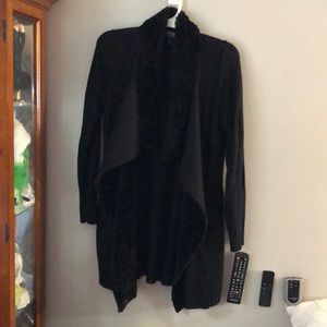 faux fur/cotton cardigan